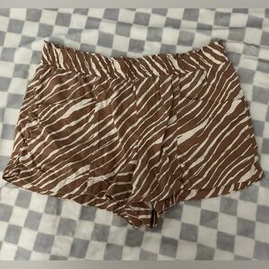 Zebra Print Linen Shorts